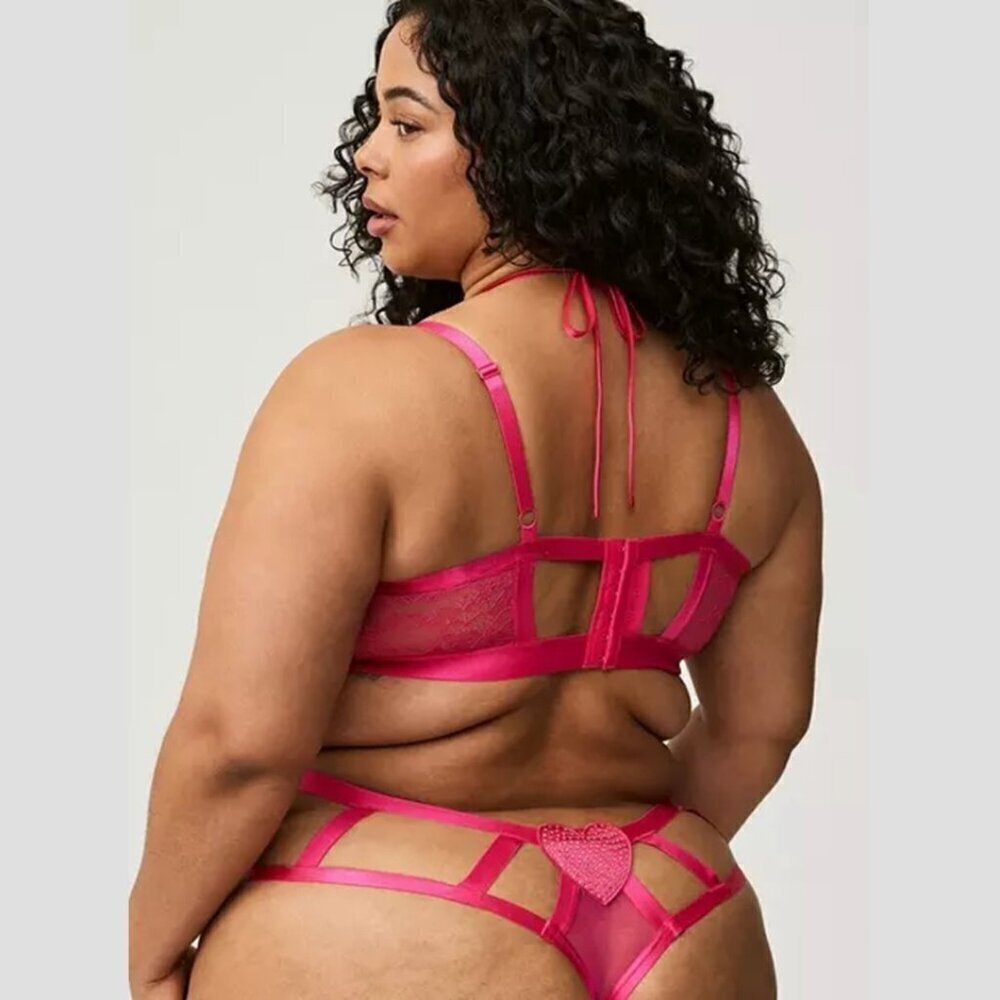 Torrid - Diamante Strappy Heart Back Tanga in Pink Peacock​​​​​​